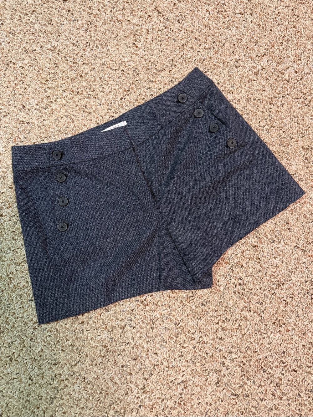 LOFT Navy Textured Side-Button Shorts